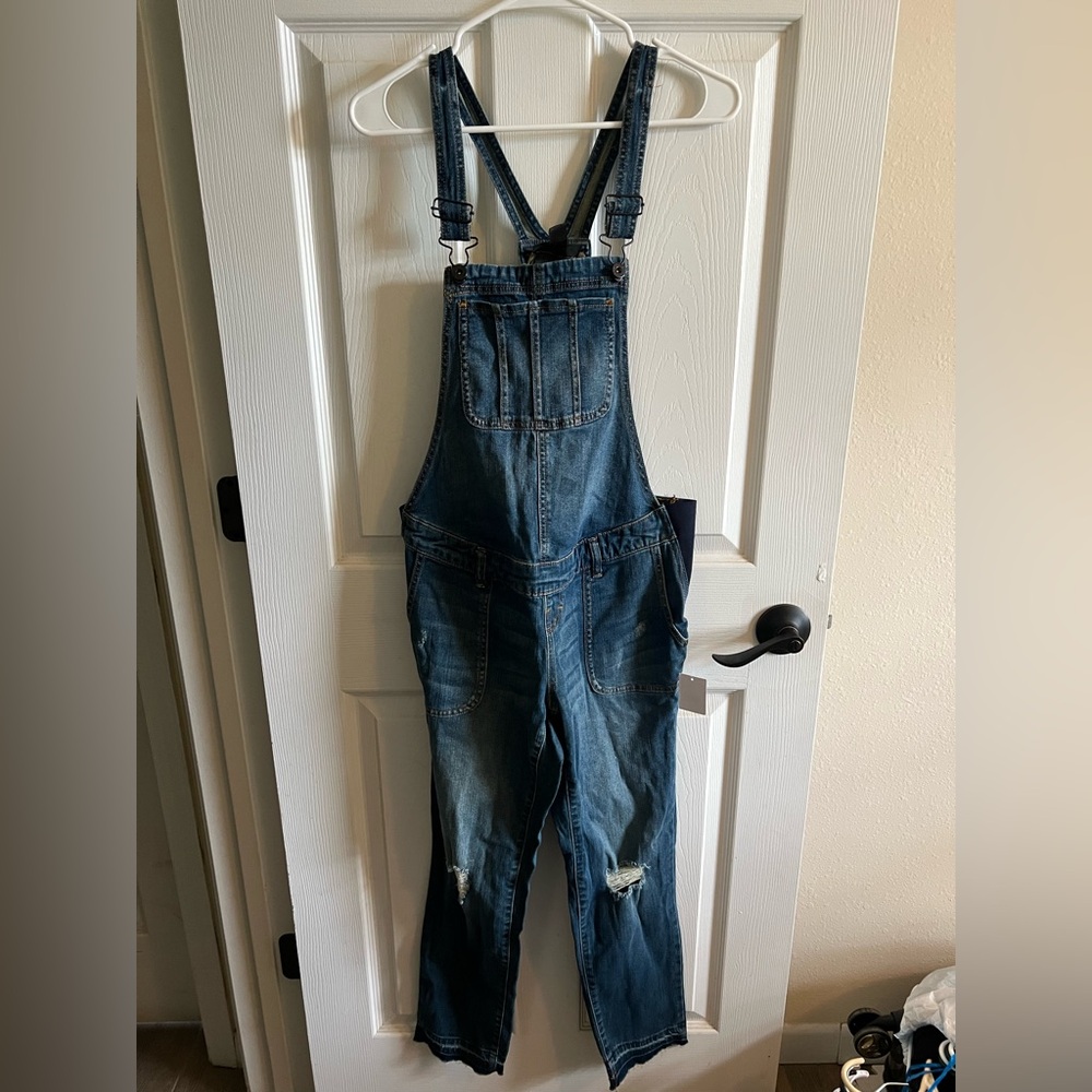 Maternity Indigo Blue Denim Overalls